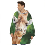 Smiley Face Giraffe Print Hoodie Blanket