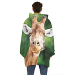 Smiley Face Giraffe Print Hoodie Blanket