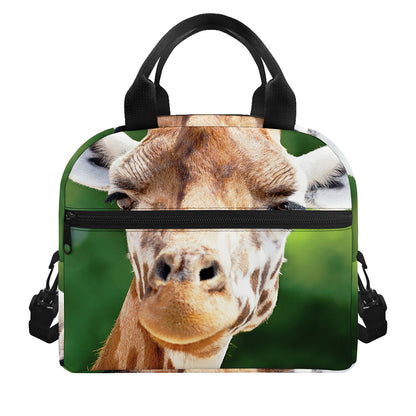 Smiley Face Giraffe Print Insulated Lunch Bag