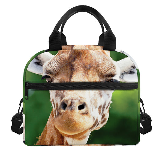 Smiley Face Giraffe Print Insulated Lunch Bag