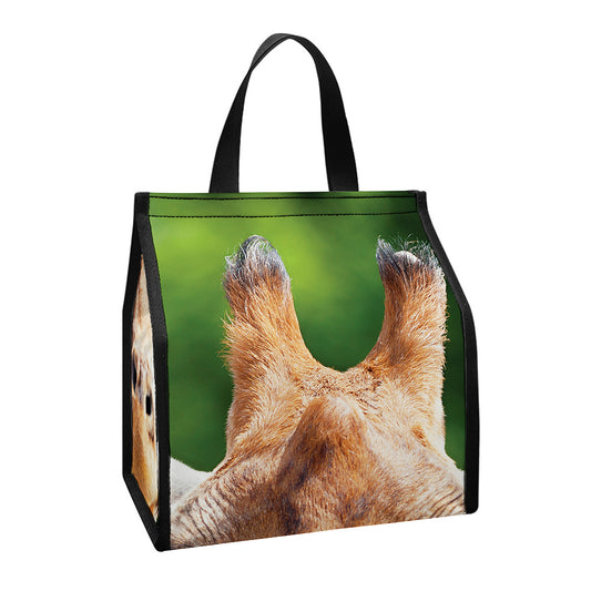 Smiley Face Giraffe Print Insulated Lunch Tote