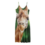 Smiley Face Giraffe Print Jersey Midi Cami Dress