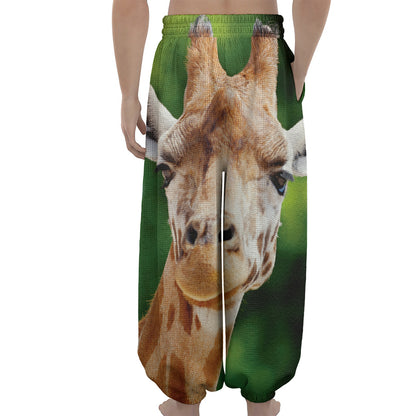 Smiley Face Giraffe Print Lantern Pants