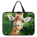 Smiley Face Giraffe Print Laptop Sleeve With Handle