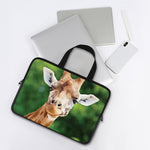 Smiley Face Giraffe Print Laptop Sleeve With Handle