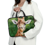 Smiley Face Giraffe Print Laptop Sleeve With Handle