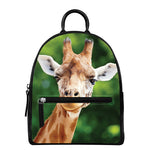 Smiley Face Giraffe Print Leather Backpack
