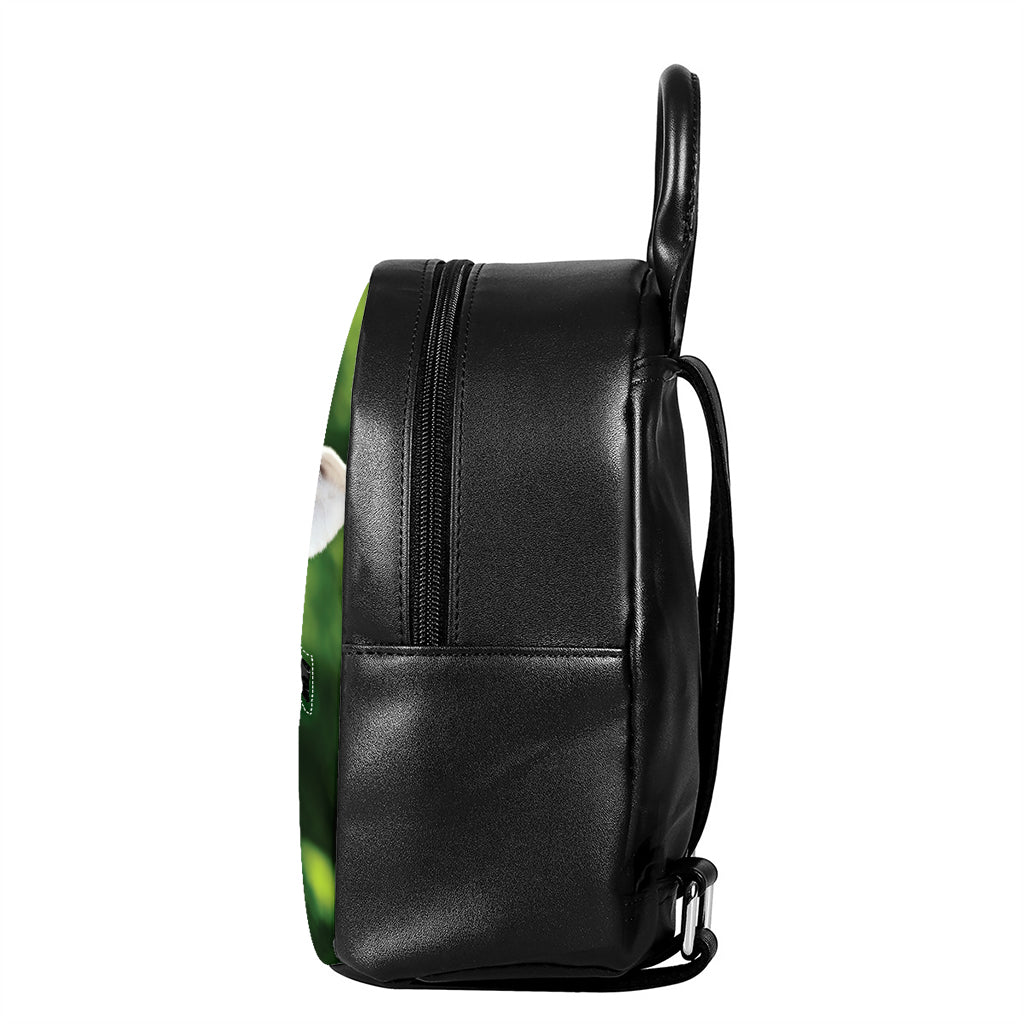 Smiley Face Giraffe Print Leather Backpack