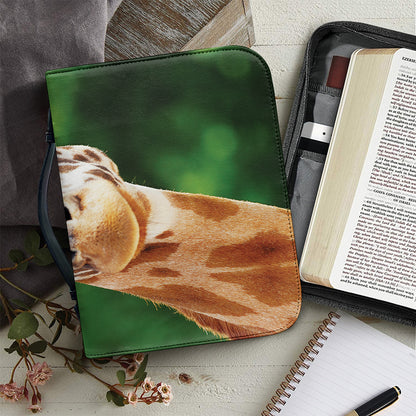 Smiley Face Giraffe Print Leather Bible Cover