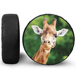 Smiley Face Giraffe Print Leather Spare Tire Cover