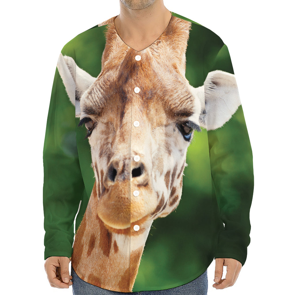 Smiley Face Giraffe Print Long Sleeve Baseball Jersey