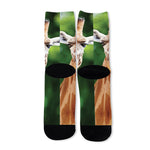 Smiley Face Giraffe Print Long Socks