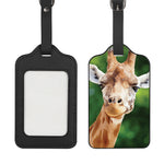 Smiley Face Giraffe Print Luggage Tag