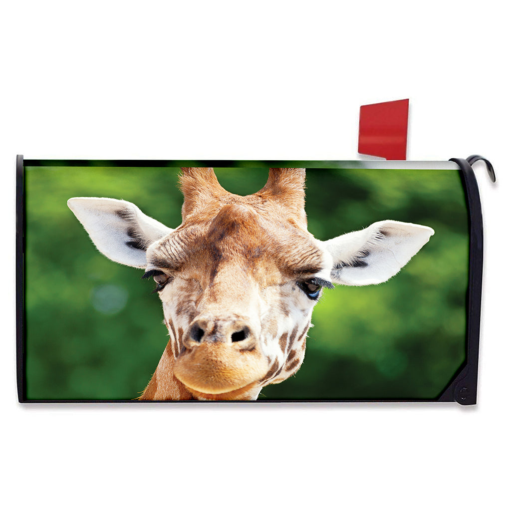Smiley Face Giraffe Print Mailbox Cover