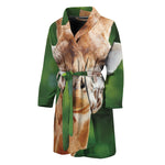 Smiley Face Giraffe Print Men's Bathrobe