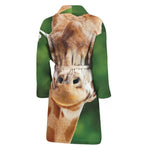 Smiley Face Giraffe Print Men's Bathrobe