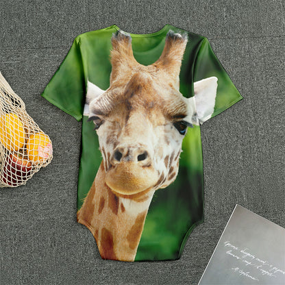 Smiley Face Giraffe Print Men's Bodysuit