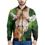 Smiley Face Giraffe Print Men's Bomber Jacket