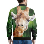 Smiley Face Giraffe Print Men's Bomber Jacket