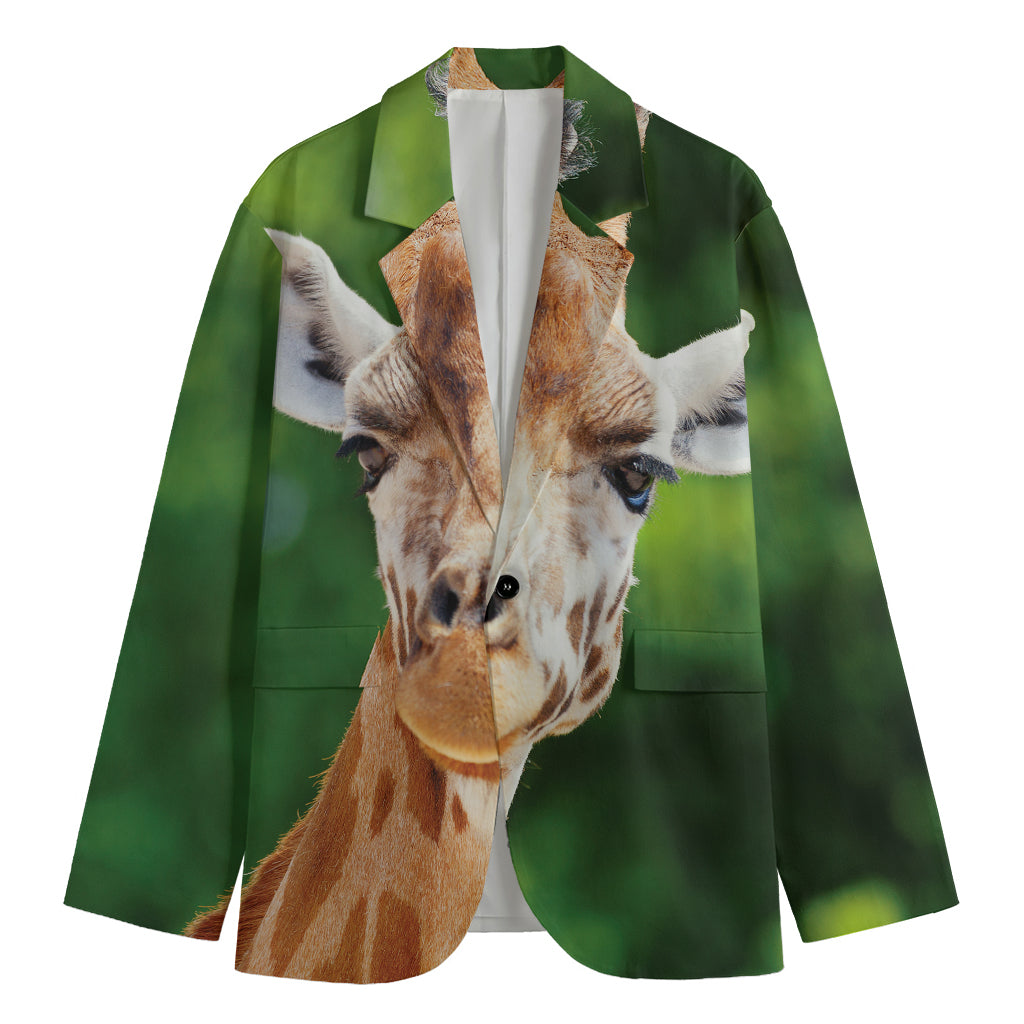 Smiley Face Giraffe Print Men's Cotton Blazer