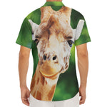 Smiley Face Giraffe Print Men's Deep V-Neck Shirt