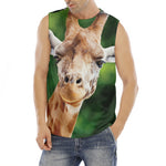 Smiley Face Giraffe Print Men's Fitness Tank Top