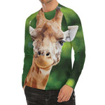 Smiley Face Giraffe Print Men's Long Sleeve Rash Guard