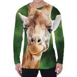 Smiley Face Giraffe Print Men's Long Sleeve T-Shirt