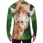 Smiley Face Giraffe Print Men's Long Sleeve T-Shirt