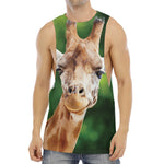 Smiley Face Giraffe Print Men's Muscle Tank Top