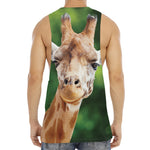 Smiley Face Giraffe Print Men's Muscle Tank Top