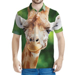 Smiley Face Giraffe Print Men's Polo Shirt