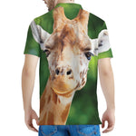 Smiley Face Giraffe Print Men's Polo Shirt