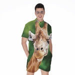 Smiley Face Giraffe Print Men's Rompers