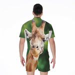 Smiley Face Giraffe Print Men's Rompers