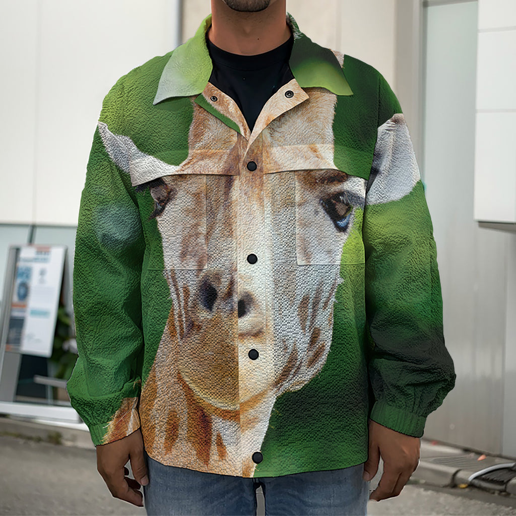 Smiley Face Giraffe Print Men's Shirt Jacket