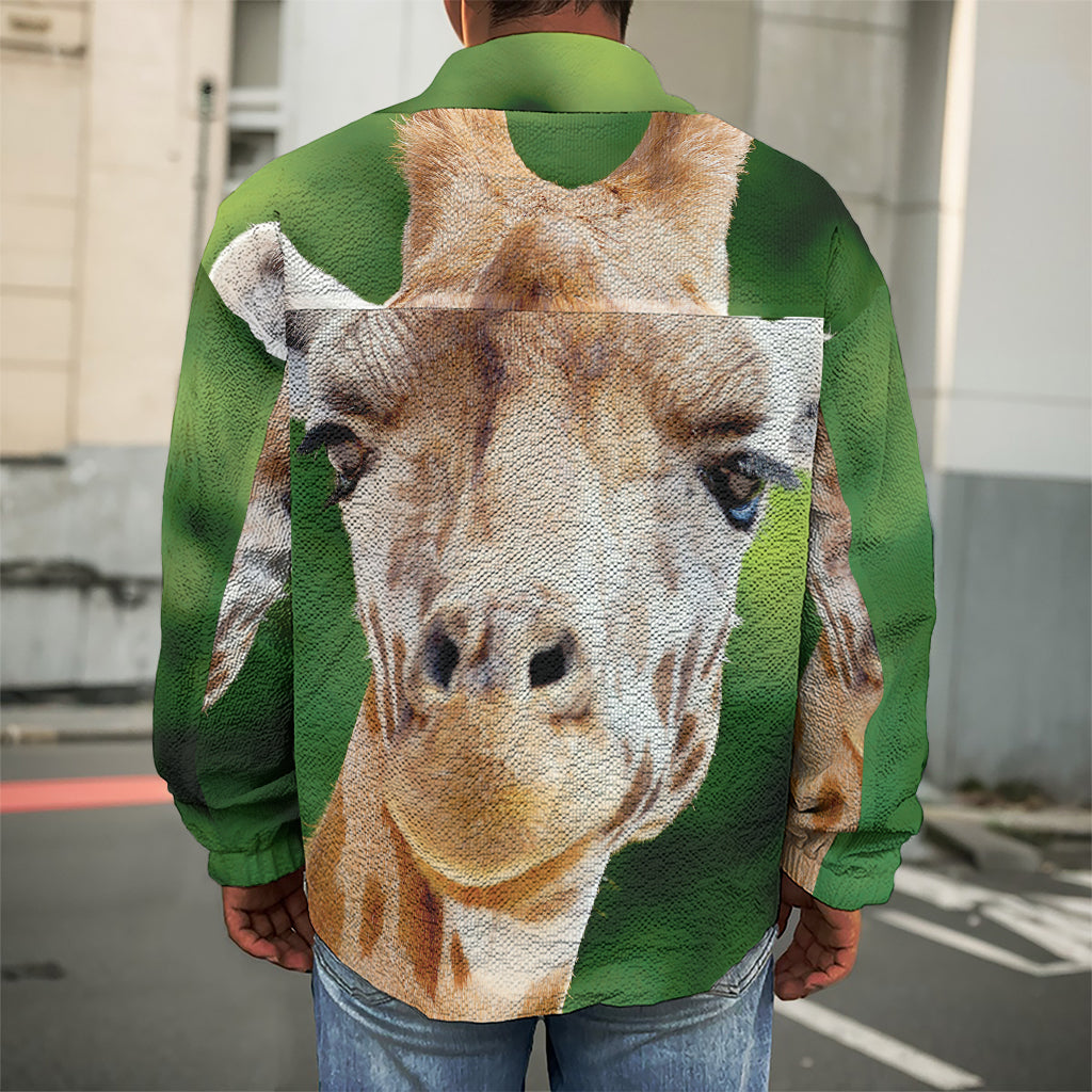 Smiley Face Giraffe Print Men's Shirt Jacket