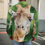 Smiley Face Giraffe Print Men's Shirt Jacket
