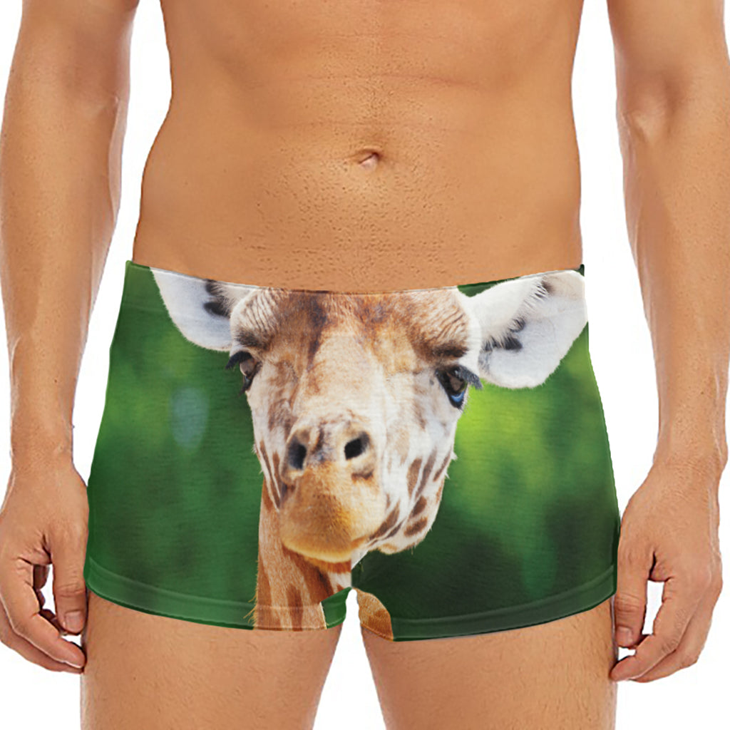 Smiley Face Giraffe Print Men's Short Boxer Briefs