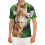 Smiley Face Giraffe Print Men's Short Sleeve Rash Guard