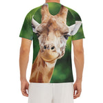 Smiley Face Giraffe Print Men's Short Sleeve Rash Guard