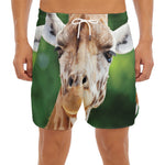 Smiley Face Giraffe Print Men's Split Running Shorts