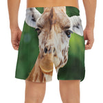 Smiley Face Giraffe Print Men's Split Running Shorts