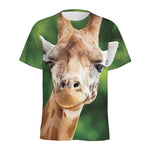 Smiley Face Giraffe Print Men's Sports T-Shirt