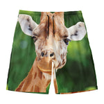 Smiley Face Giraffe Print Men's Swim Trunks