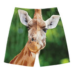 Smiley Face Giraffe Print Men's Swim Trunks