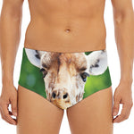 Smiley Face Giraffe Print Men's Triangle Swim Briefs