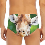 Smiley Face Giraffe Print Men's Triangle Swim Briefs