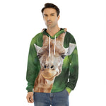 Smiley Face Giraffe Print Men's Velvet Pullover Hoodie