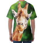 Smiley Face Giraffe Print Men's Velvet T-Shirt